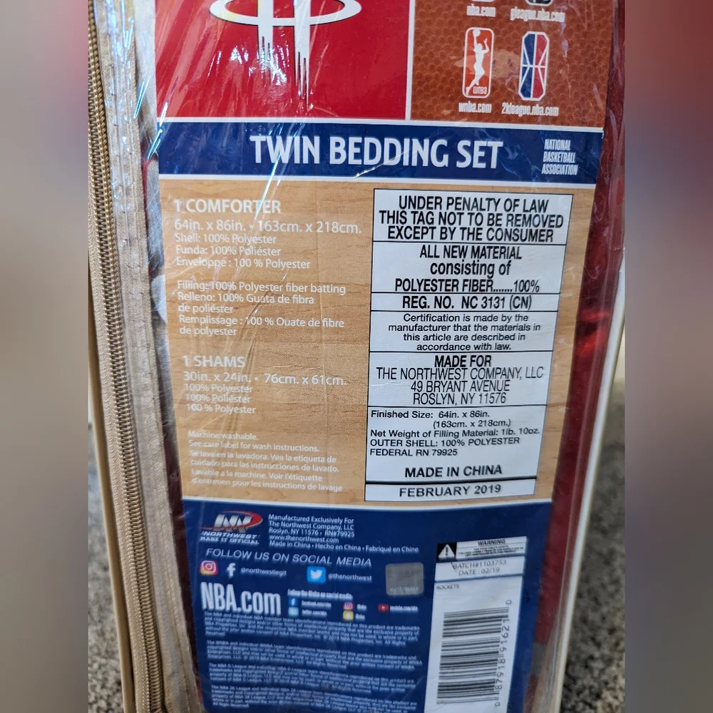 NBA Houston Rockets Twin Bedding Set - Picture 4 of 4